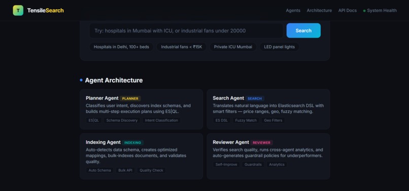 Tensile Search | Elastic Agent Builder – screenshot 3
