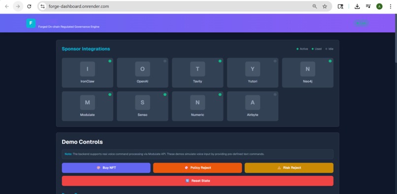 FORGE (Forged On-chain Regulated Governance Engine) – screenshot 1