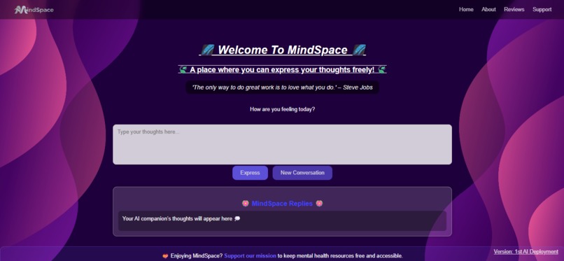 MindSpace – A Privacy-First AI Emotional Support Platform – screenshot 1