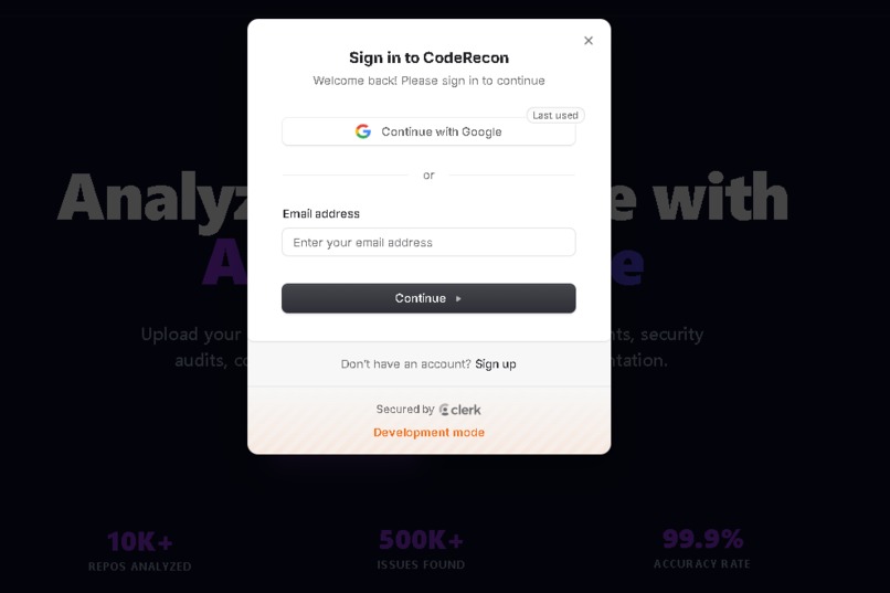 CodeRecon - AI-Powered Code Analysis Platform – screenshot 1