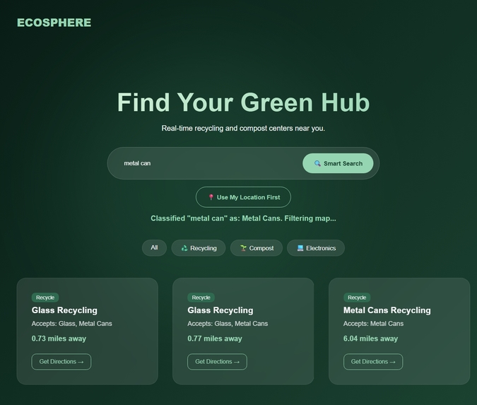 EcoSphere - Find recycling centers near you – screenshot 1