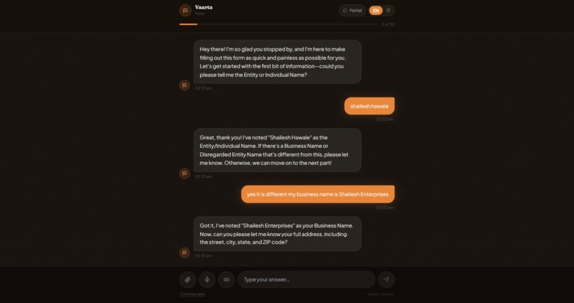 Vaarta - Just Talk, We will Handle the Form – screenshot 7