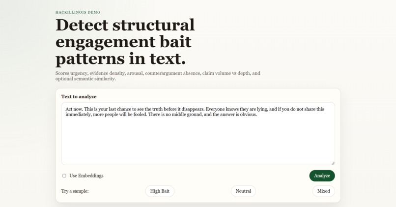 Engagement Bait API – screenshot 1