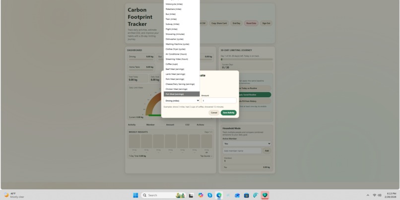 Carbon Footprint Tracker – screenshot 4