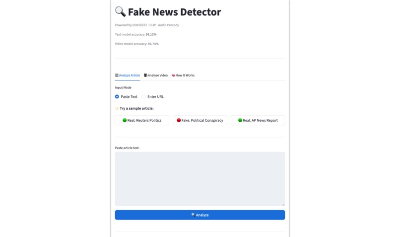 Fake News Detector (Multimodal) – screenshot 1
