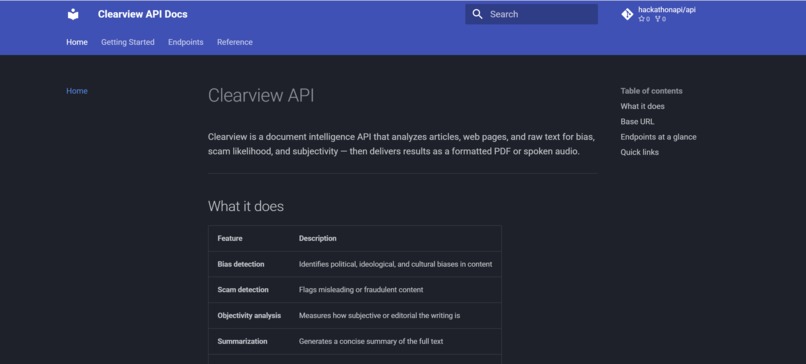 Clearway API – screenshot 1