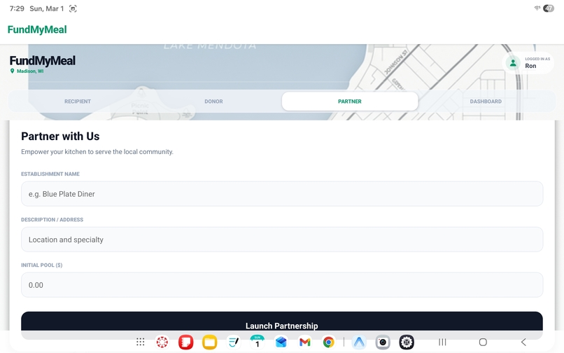FundMyMeal – screenshot 1