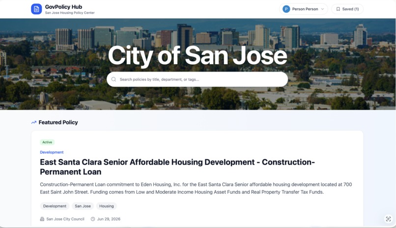 Affordable Housing Visibility: GovPolicy Hub – screenshot 1
