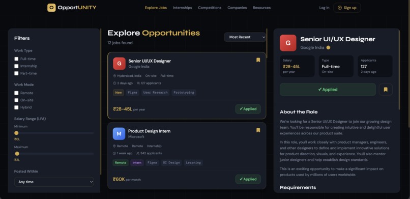 OpportUNITY — Student Job Board Platform – screenshot 3