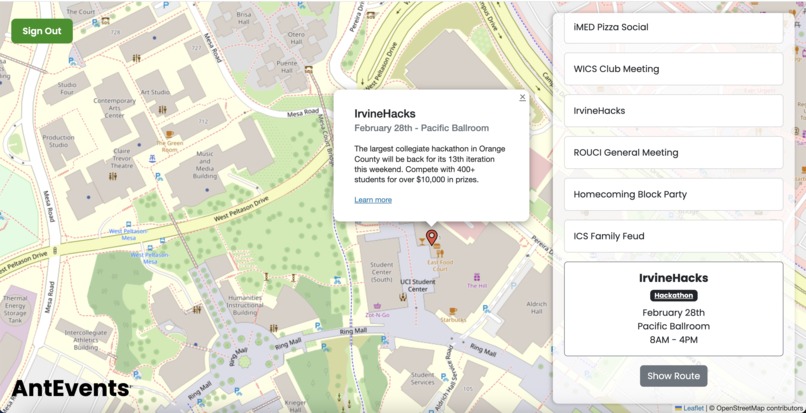 AntEvents – screenshot 2