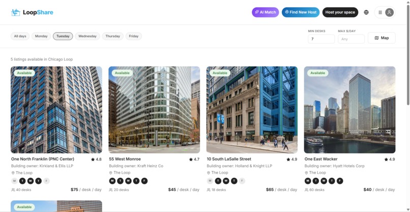 LoopShare — Revitalizing Chicago's Loop, One Desk at a Time – screenshot 3