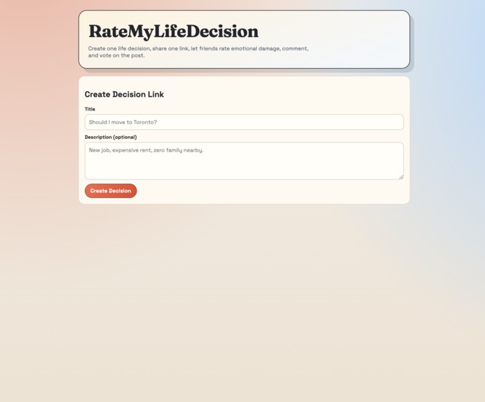 RateMyLifeDecision – screenshot 1