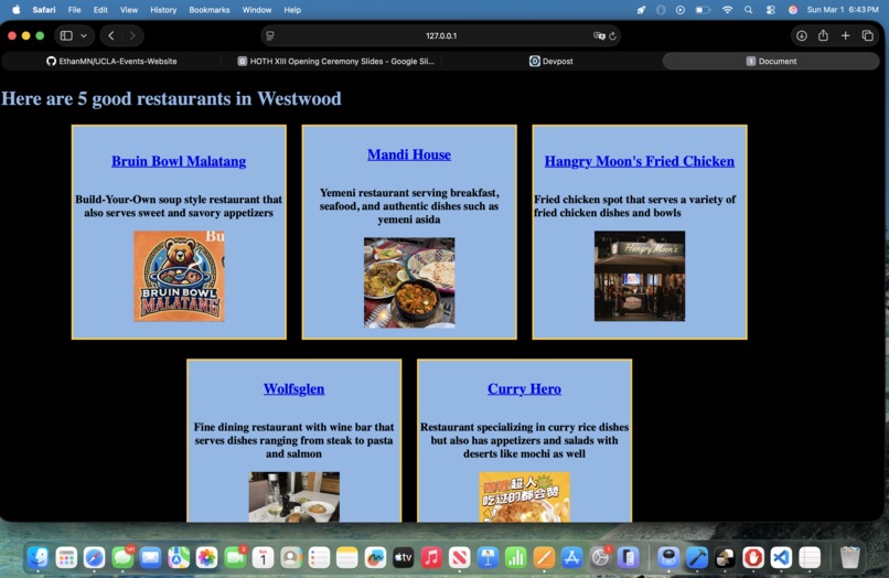 UCLA Events Website – screenshot 1