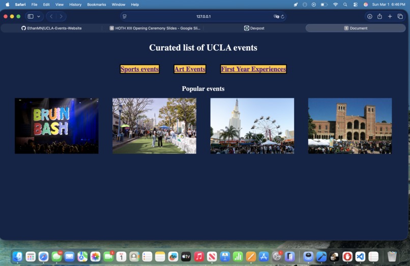 UCLA Events Website – screenshot 2