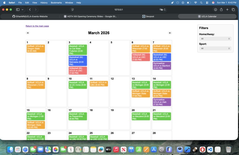 UCLA Events Website – screenshot 6