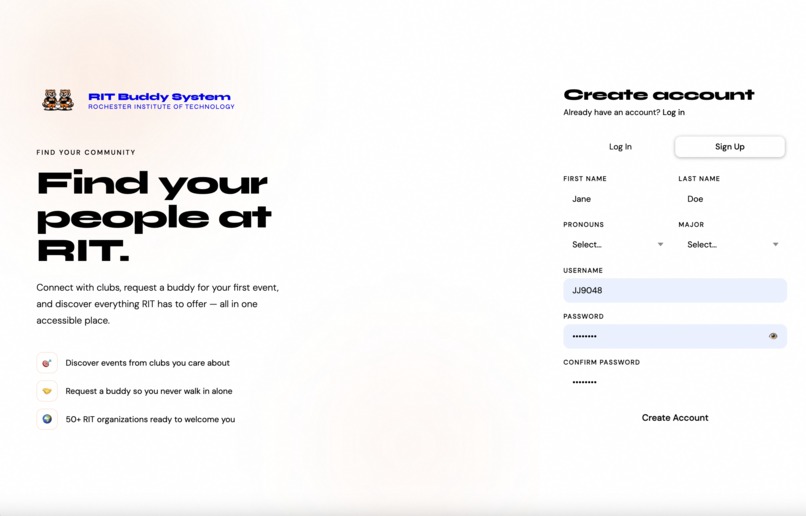 BuddyUp @ RIT – screenshot 1