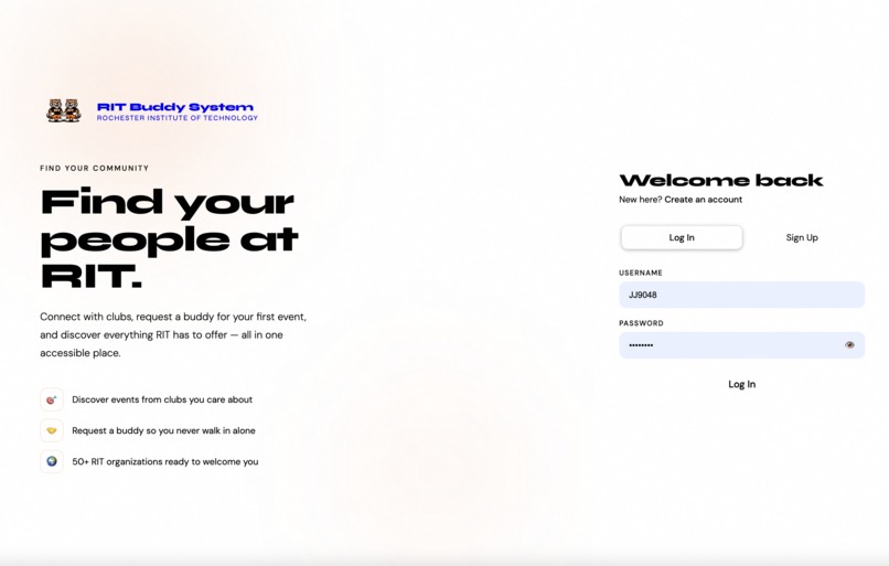 BuddyUp @ RIT – screenshot 2