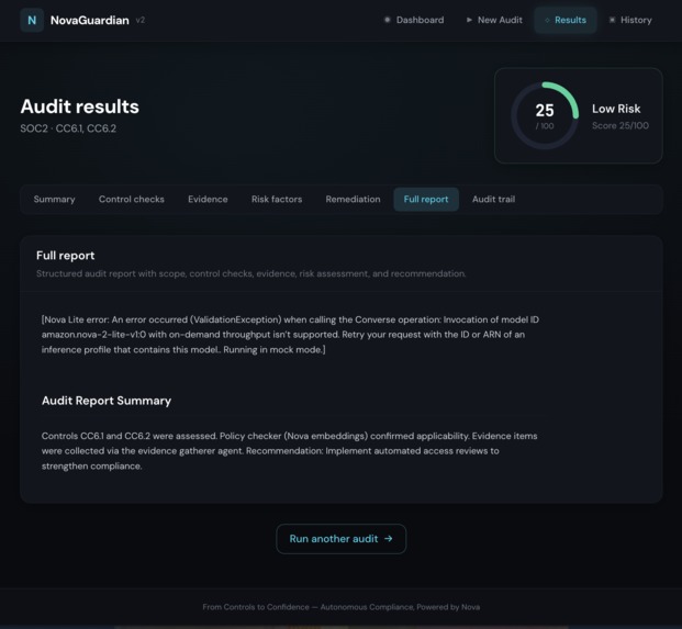 NovaGuardian – Autonomous Compliance Agent Fleet – screenshot 7