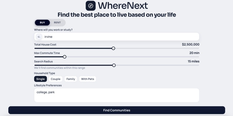 WhereNext – screenshot 1