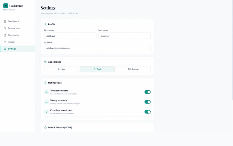 CashTrace - AI Cashflow Copilot for Nigerian SMEs – screenshot 6