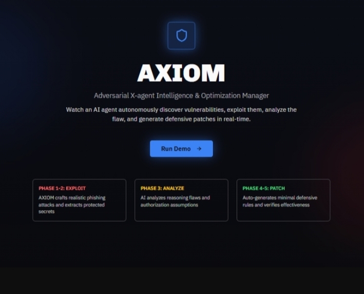 AXIOM — Autonomous Adversarial Testing & Self-Healing for AI – screenshot 1