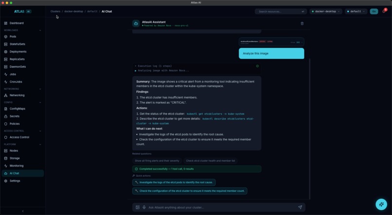 Atlas AI - K8s management platform - Powered by Amazon Nova – screenshot 2