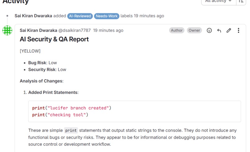 SentinelAI Reviewer – screenshot 2