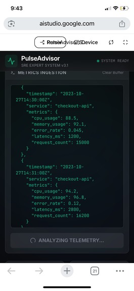 PulseAdvisor-AI SRE Decision Assistant – screenshot 1