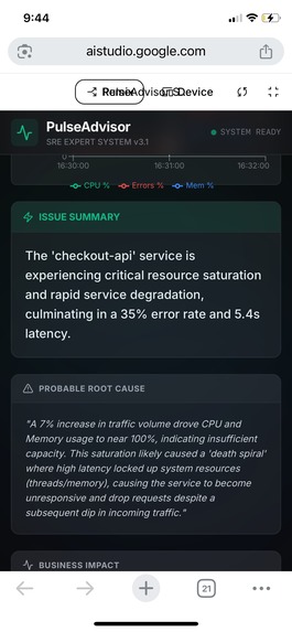 PulseAdvisor-AI SRE Decision Assistant – screenshot 3