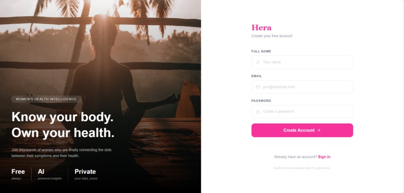 Hera - Women's Health Intelligence Platform – screenshot 1