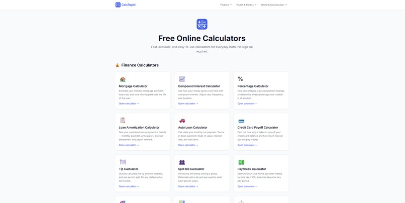 Calc-Rapid.com – screenshot 1