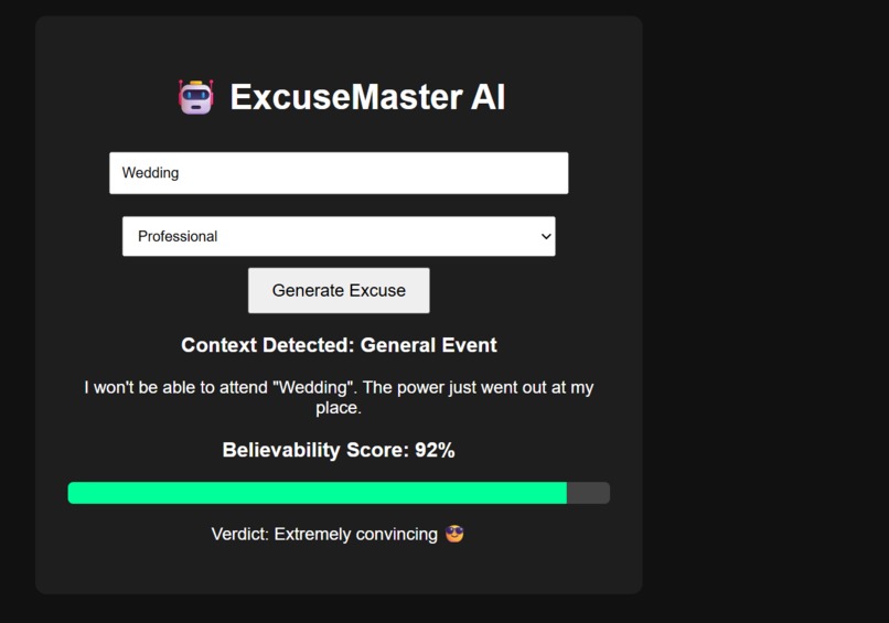ExcuseMaster-AI – screenshot 1