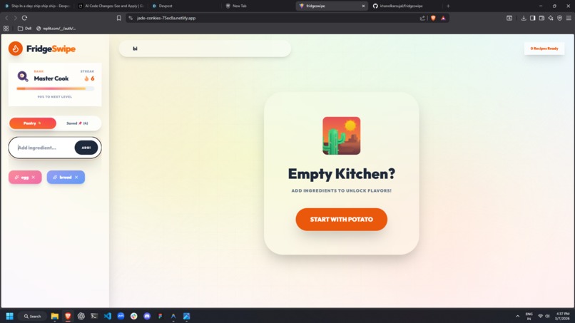 FridgeSwipe — Tinder for Your Fridge – screenshot 1