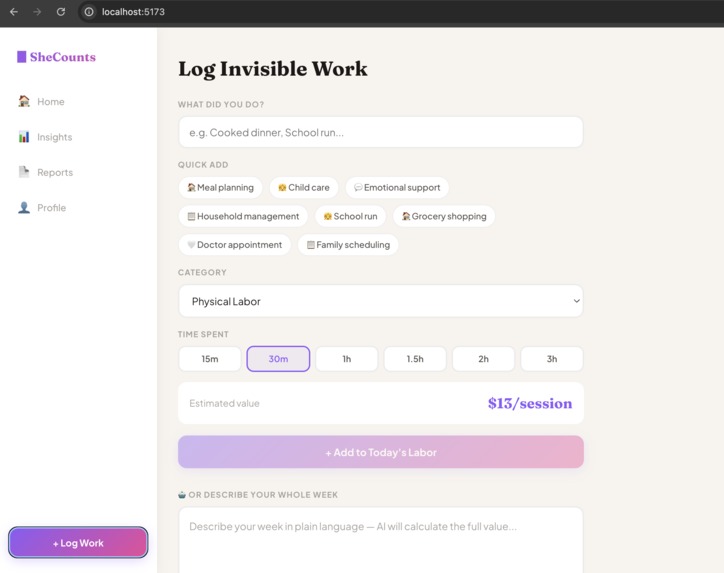 SheCounts – screenshot 2