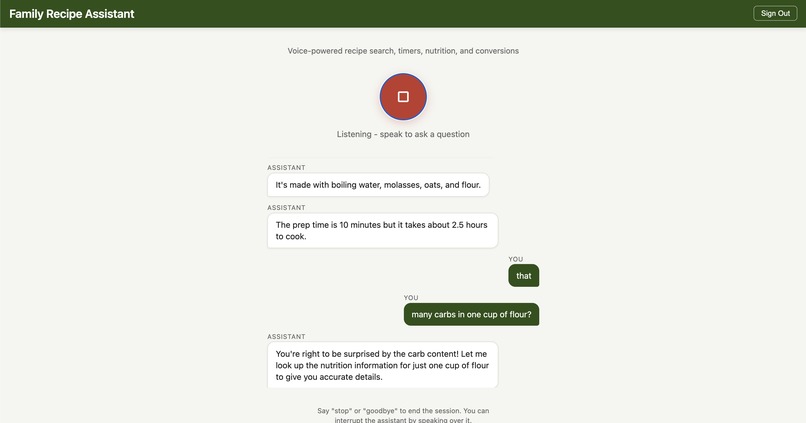 Voice Powered Family Recipe Assistant – screenshot 1