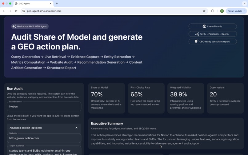 GEO Agent – screenshot 1