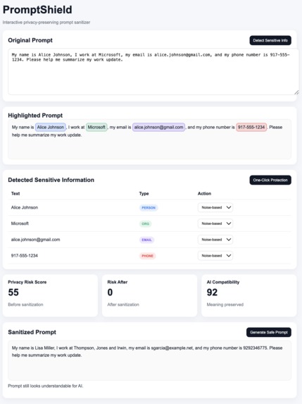 Interactive AI Prompts Privacy Filter  – screenshot 1