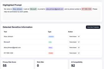Interactive AI Prompts Privacy Filter 