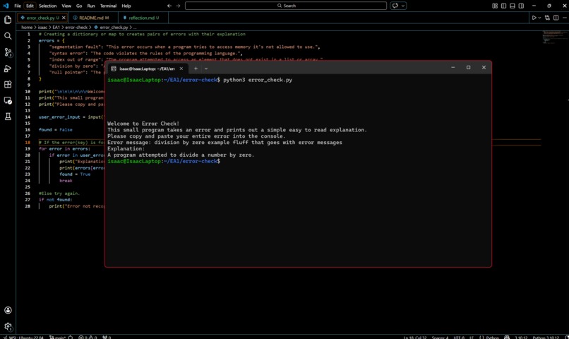 Error Check – screenshot 1