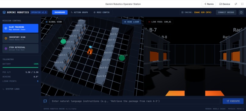 Proposal of ASRS Simulation Guided by Gemini Robotics – screenshot 1
