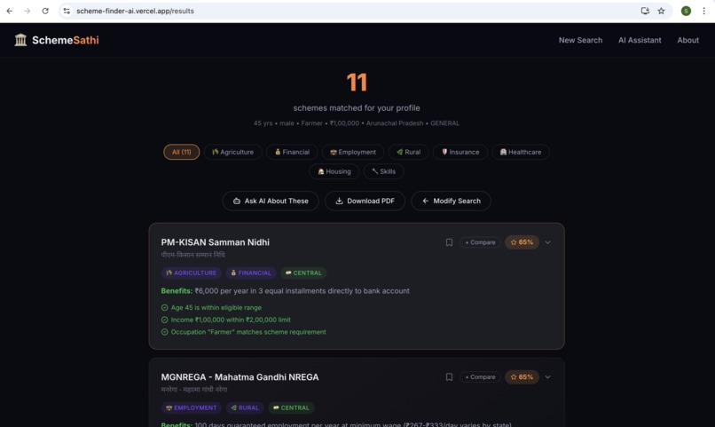 SchemeSathi  AI-Powered Government Scheme Discovery Platform – screenshot 3