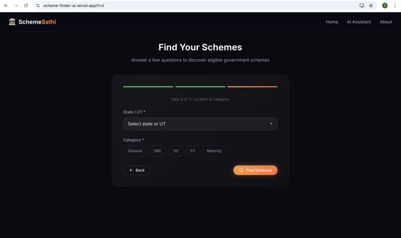 SchemeSathi  AI-Powered Government Scheme Discovery Platform – screenshot 4