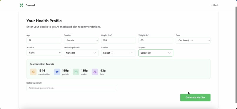 Demed — AI Nutrition Mediator – screenshot 2