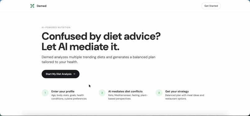 Demed — AI Nutrition Mediator – screenshot 1