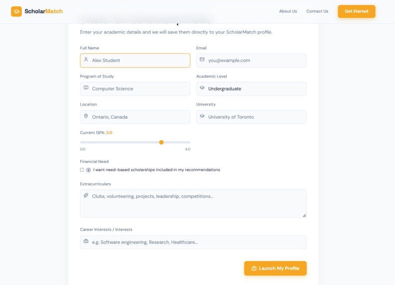 ScholarMatch – screenshot 2