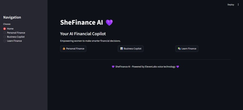 SheFinance AI – screenshot 1
