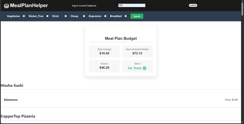 Meal Plan Helper – screenshot 2