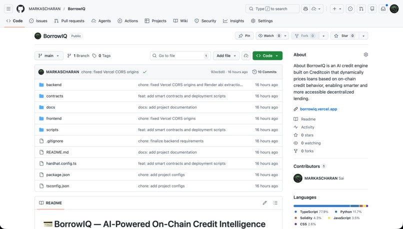 BorrowIQ — AI-Powered On-Chain Credit Intelligence – screenshot 6