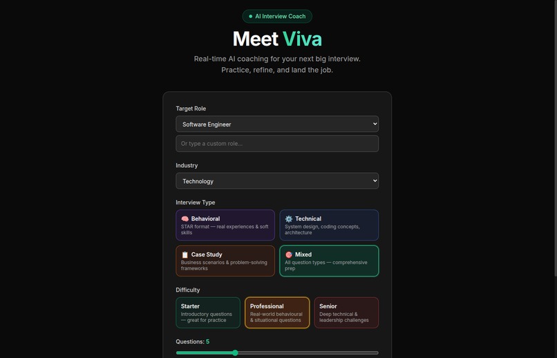 Viva — Real-Time AI Interview Coach – screenshot 1