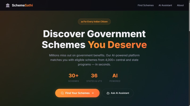 SchemeSathi AI-Powered Government Scheme Discovery Platform – screenshot 1